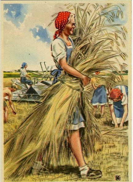 Women working postcard